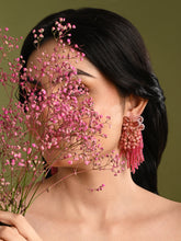 cherry red long earringswith danglers